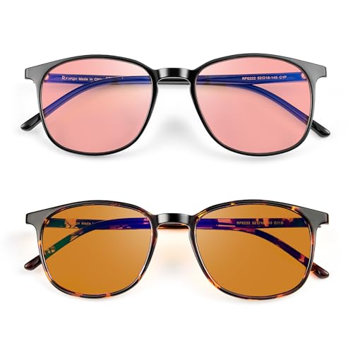 Image of Fluorescent-41 Pink Tinted Blue Light Blocking Glasses for Migraine, Light Sensitivity, Photophobia JF5002
