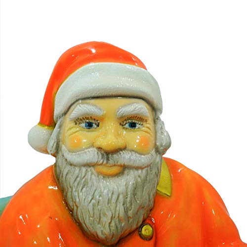 Trineo de resina de Papá Noel naranja y turquesa para exterior e interior, 60 x 115 x 110 cm para shooting decoración navideña