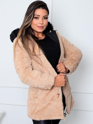 Jaqueta ParKa Sarja Feminina Dupla Face Preto (BR, Alfa, M, Regular, Regular, Preto)