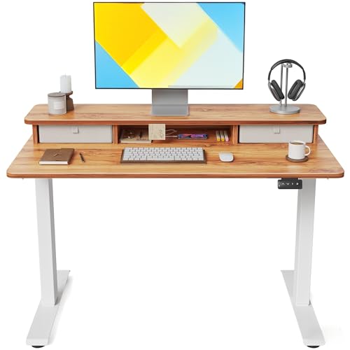 FEZIBO Height Adjustable Standing Desk with Drawers, 100x60cm