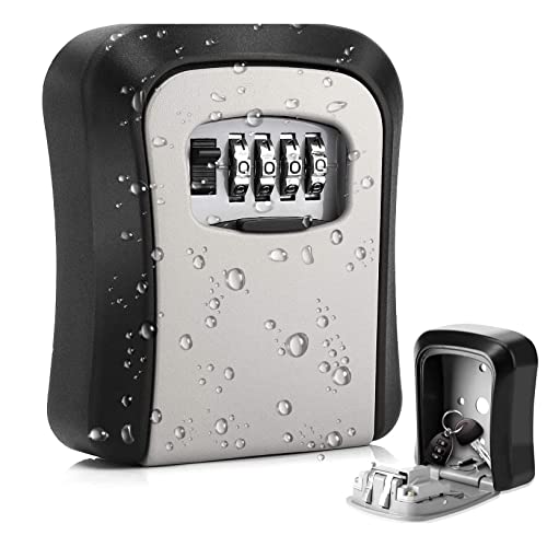 Visibee Aluminum Combination Lockbox Wall Mounted Key Safe for Indoor and Outdoor Use Waterproof, 4 Digit Lock, Black/Grey (VS08WSF) - Image 4