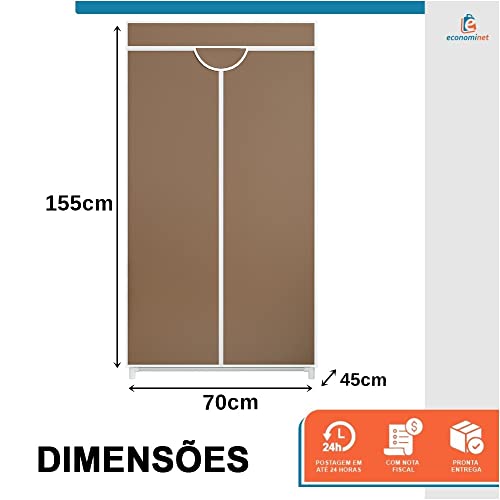 Guarda Roupa Armário Dobrável Portátil Multiuso Organizador de Roupas (Bege)