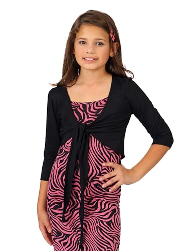 24seven Comfort Apparel Girls Tie Front Cropped Cardigan Shrug Perfect for Layering Comfortable Machine Wash4