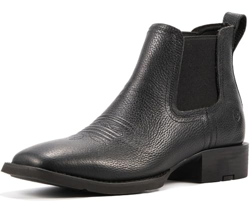 SUREWAY Mens Western Chelsea Cowboy Boots for Men Square Toe,Rugged Slip-On Work/Casual/Dress Boots for Men,Comfort Slip Resistant Ankle Leather Boots