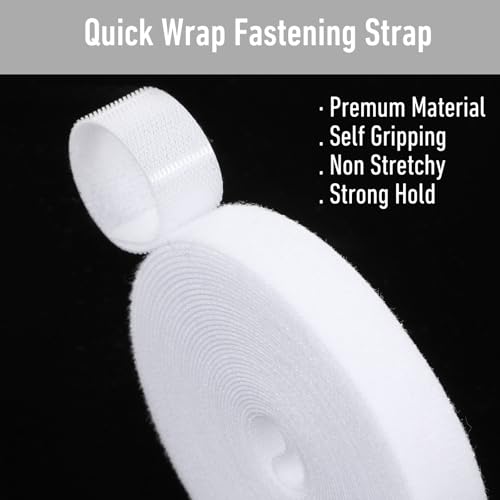 Image of 3PCS Hook and Loop Roll Double-Sided Straps Self-Gripping Tape Fastener Roll Cut to Length Quick Wrap Cable Straps Reusable Multi-Purpose Wrap Fasteners for Home Office Fastening Storage
