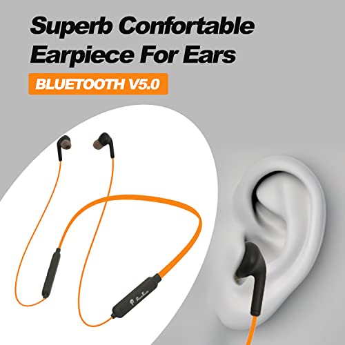 Image of PunnkFunnk PF100 in-Ear Bluetooth Neckband with Up to 12Hrs Playback, Boom Mic & Bluetooth v5.0, Voice Assistant Wireless Earphone (Orange)