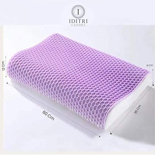 Image of Orthopedic Contour Pillow, Flexible Grid Design for Deep Sleep, Ergonomic Cervical Support for Neck Pain Relief, Breathable Purple White Cover, 60 x 35 cm Dual 9 cm 12 cm Height Bedding
