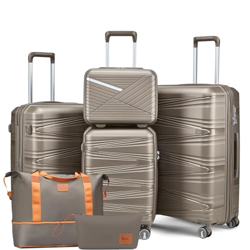 6-Piece Luggage Set with Spinner Wheels and Accessories