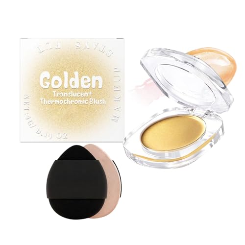 Rubor Teñido Golden Hya, Con Color Reactivo A La Temperatura De La Piel, 4 G, Rubor Que Cambia De Color, Colorete En Crema En Polvo Con Cambio De Temperatura Mágico, Fórmula Sensible A La,
