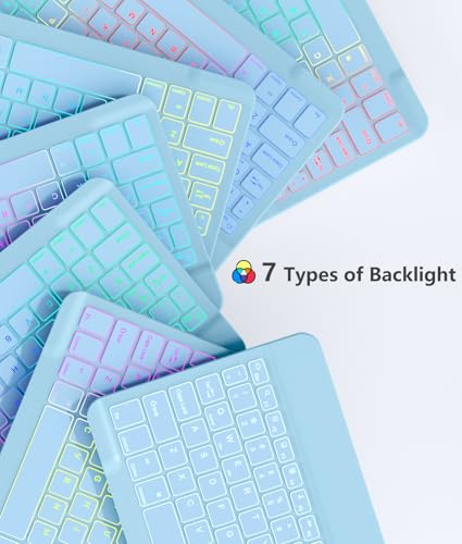 Image of Akkerds for iPad A16 Case with Keyboard -7 Colors Backlit Keyboard for iPad 10th Generation /iPad Air 11 Inch -Wireless Folio Cover for iPad Air 10.9 Inch /iPad Pro 11 Inch 2022 /2021 /2020-Shiny Blue