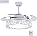 Peaceip 36-calowy wentylator sufitowy, składana lampa sufitowa z żyrandolem, nowoczesna, wpuszczana lampa sufitowa, 24 W LED, do salonu, cichy wentylator sufitowy