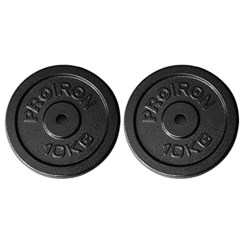 PROIRON Gym Quality Fitness Exercise Solid Cast Iron Weight Plate Discs 2 x 10KG Cover