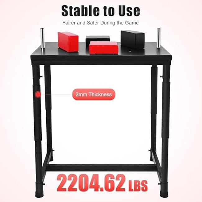 Arm Wrestling Table, 2204 Lbs Adjustable Arm Battle Table Stainless Steel Wrist Training Equipment with Handles Elbow Pads for Gyms, Sports Halls, Homes 90 X 65 X 100 cm