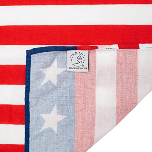 Image of Twig & Bale USA American Flag Muslin Baby Blanket - Red White and Blue - Stars and Stripes - 47 inch x 43 inch - Organic Cotton Patriotic Swaddle Receiving Blanket