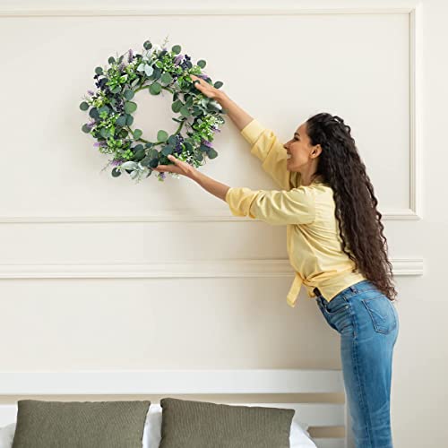 Lifefair Eucalyptus Wreath For Front Door, 20” Artificial Lavender Wreath For All Seasons Floral Farmhouse Wreath With Berries For Spring Summer Wedding Valentine's Day Decor #TOP4