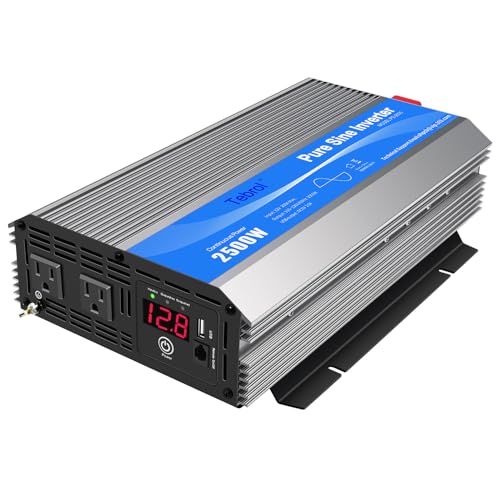 Image of TVNIKD 2500 Watt Inverter Pure Sine Wave RV Truck Solar Inverter 2000W Inverter DC to AC 12 V to 120V Inverter for Home RV Vehicles soalr Panels Converter 12V to 110V with Remote Controller