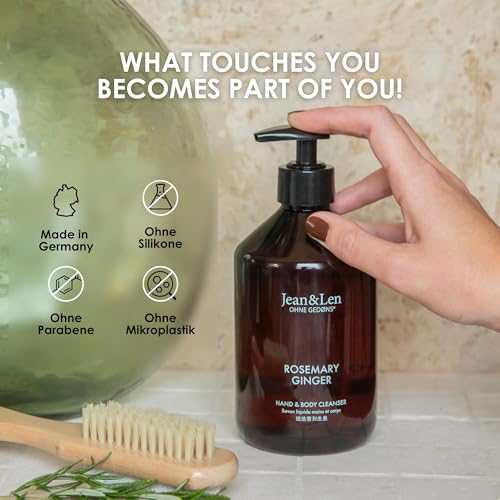 Jean & Len Hand & Body Cleanser Rosemary & Ginger, für ein duftendes Reinigungserlebnis, Körper- & Handseife in einer hochwertigen Flasche, belebend-frischer Duft, vegan, 500 ml