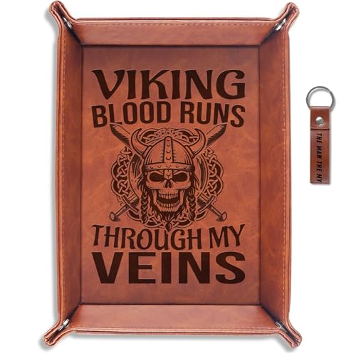 INNObeta Viking Gifts for Men Valet Tray, PU Leather Storage Organizer, Perfect for Birthday, Christmas