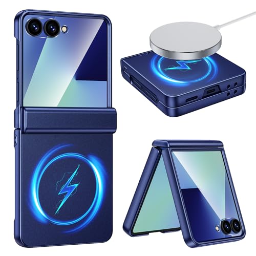 VEGO for Z Flip 7 Case with Screen Protector [Compatible with MagSafe] [Anti-Scratch & Anti Slip] Hinge Protection Full-Body Shockproof Drop Protection Magnetic Phone Cover for Samsung Z Flip 7 (Blue)