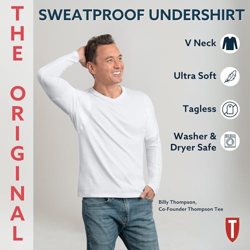 THOMPSON TEE T Men's Sweatproof Long Sleeve Undershirt - Cotton/Micromodal V Neck4