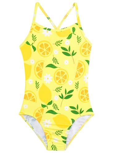 Image of Girls Swimsuit One Piece Bathing Suit with Adjustable Straps Cute Little Kids Swimming Suits Beach Swimwear 4T-12