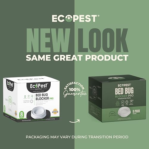 Image of EcoPest Bed Bug Blocker (Pro), Bed Bug Interceptor Traps for Detection and Monitoring, 8-Pack, White