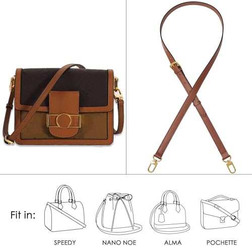 Image of Vachetta Genuine Leather Adjustable Genuine Leather Crossbody Straps Replacement (Caramel (Caramel Thread))