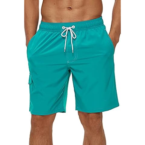yuyangdpb Men's Swim Trunks 9" Quick Dry Swim Shorts with Mesh Lining Beach Board Shorts, Lakeblue, Small Cover