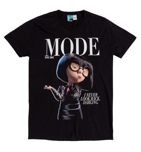 T-shirt Edna Mode Black Disney The Incredibles en coton noir pour adulte