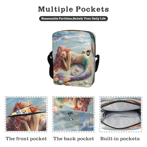 Crossbody Bag Mermaid Princess Beach Messenger Bag for Women Men Purse Shoulder Bag Satchel Bag with Adjustable Strap 214B87952