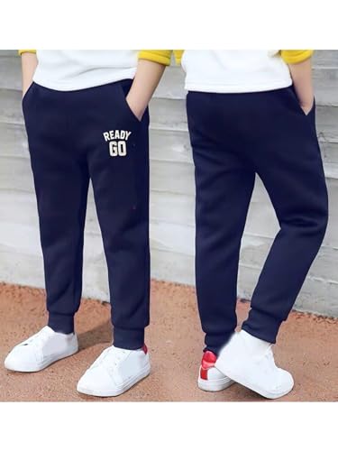 Mufeng Kids Boys Mid Waist Elastic Waistband Harem Pants with Pockets Letter Printed Loose Hippy Sweatpants Trousers3
