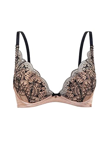 Gossard Women's Vip Henna Padded Plunge Bra, Beige (Black/Nude), 30E #TOP3