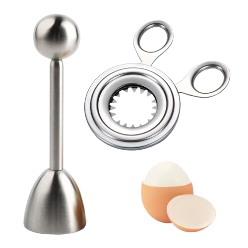 2er-Pack Eierköpfer Edelstahl und Eieröffner, Eierköpfer Testsieger, Weich gekochte Eier...