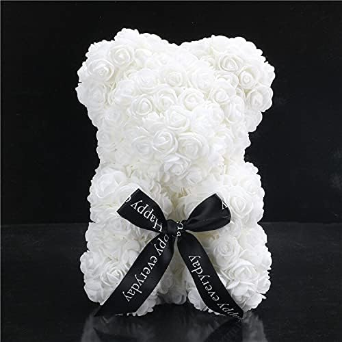 Artificial and Dried Flower 23Cm Foam Bear of Roses Bear Rose Flower Artificial Year Gifts for Women ValentinesHome Wedding Festival DIYbox - ( Color: White )