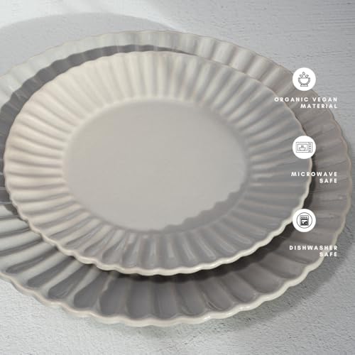 Image of 16 Piece Dinnerware Set Aruba (Cloudy Grey) Plates, Bowls, and Mugs Set for 4