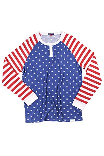 Tipsy Elves Men's American Flag Henley: X-Large Blue