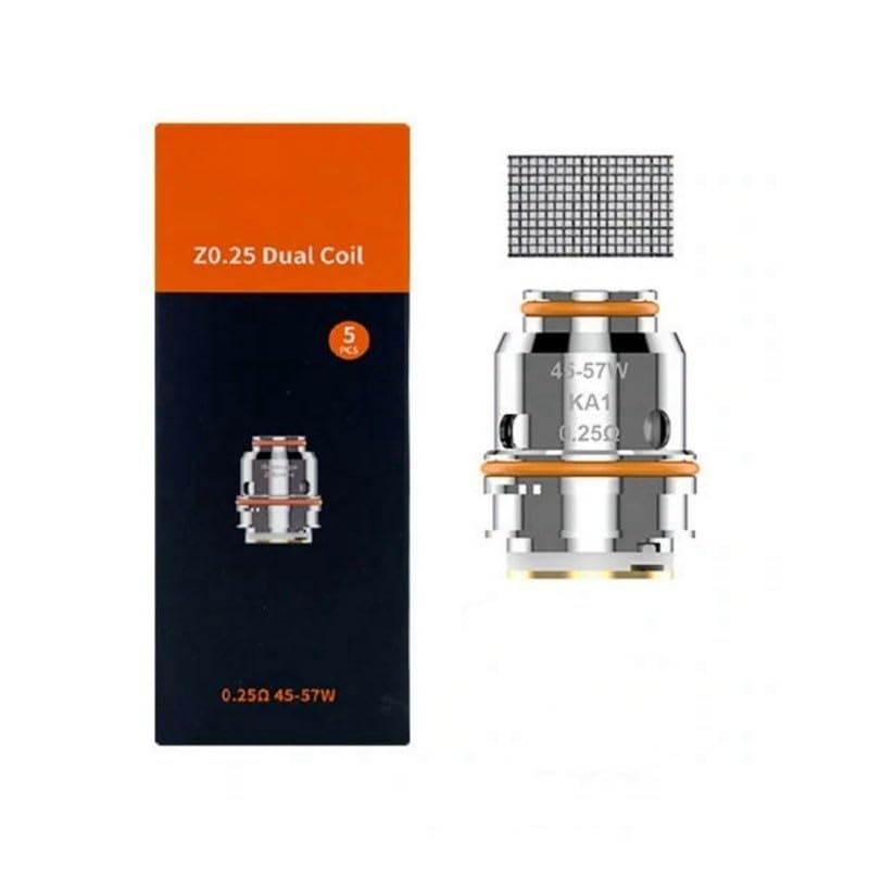 For Geekvape Z Dual Coil Résistance (0,25 Ω, Paquet de 5) [DTL 45-57 W] Bobine Compatible avec les atomiseurs Z Sub Ohm Tank 2021 Z Subohm SE Tank Z Fli Tank...