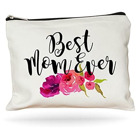 Best Mom Ever Makeup Bag, Gift for Mom, Mother's Day Gift, Cosmetic Bag for Mom, Floral Bag, Travel Makeup Pouch Cover