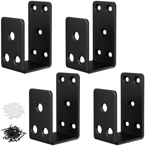 Door Barricade Brackets 4Pack Heavy Duty Door Security Bar Brackets Open Security Bar Holder U Brackets Fits 2 x 4 Lumber for Door Brace Home Garage Barn Shed Gate Security Black