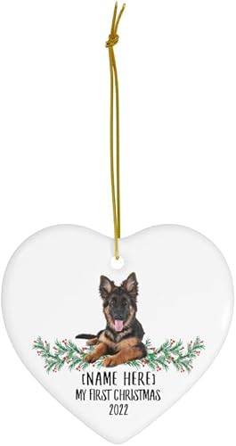 Miniatura 2 de Nombre personalizado, año personalizado, pastor alemán, cachorro, negro, bronceado, Año Nuevo, 2026, decoraciones, regalos, primer 2025, adornos