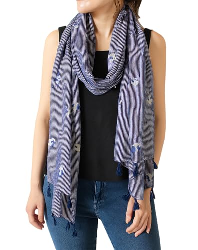 stylesilove Women Cozy Tassels Oblong Cotton Scarf Lightweight Shawls Wrap