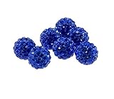  Lot de 10 Perles Style Shamballa Strass Cristal 10 mm - Bleu Nuit/Bleu Foncé