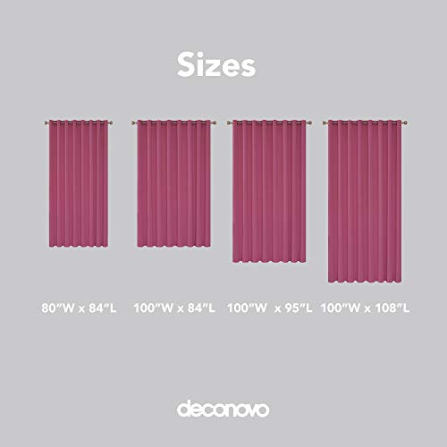 Image of Deconovo Solid Grommet Panels Blackout Wide Width Dekening Room Divider for Patio Door Curtain, 100W X 95L, Rose