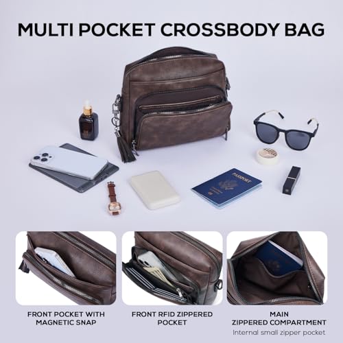 POIUGOYA Crossbody Purses for Women Trendy,Vegan Leather Medium Crossbody Bag,Women's Crossbody Travel Purse Built in Wallet4