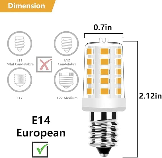 Noobibaba E14 Ampoule LED, 4W 400 Lumens 2700K Petite Vis Edison E14 LED Blanc Chaud, Remplace Les Ampoules Halogènes E14, Non Dimmable, 2 Pièces