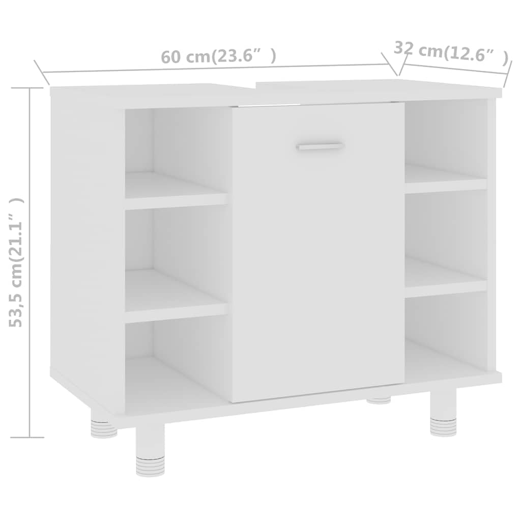 3-częściowy zestaw mebli łazienkowych biały materiał drewnopochodny z szafką z lustrem, szafka pod umywalkę, szafka midi, oszczędność miejsca, wiszące i stojące, miejsce do przechowywania