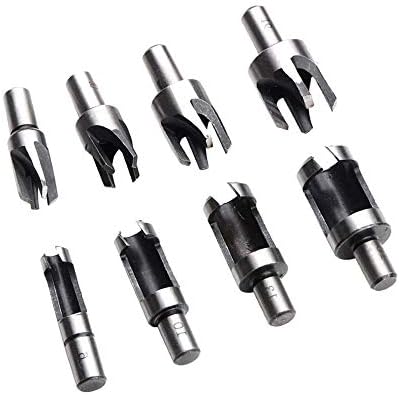 Wood Plug Cutter Set,8 Pcs Round Shank Carbon Steel Claw & Tapered Drill Bits Set Claw Cork Drill Hole Saw Tool HSS Tenon Drill Bit Cutter for Woodworking 6mm/10mm/13mm/16mm
