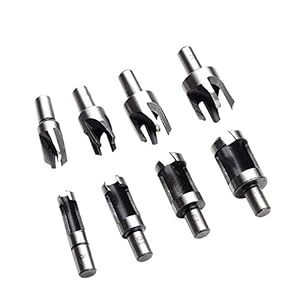Wood Plug Cutter Set,8 Pcs Round Shank Carbon Steel Claw & Tapered Drill Bits Set Claw Cork Drill Hole Saw Tool HSS Tenon Drill Bit Cutter for Woodworking 6mm/10mm/13mm/16mm