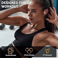 Rulefiss Bluetooth Kopfhörer Sport, In Ear Kopfhörer Kabellos Bluetooth 5.3 HiFi Stereo, Treiber Wireless Earbuds mit HD Mic, 48Std Ohrhörer mit Bügel, IP7 Wasserdicht/800mAh USB-C LED Ladebox – Ansicht 7