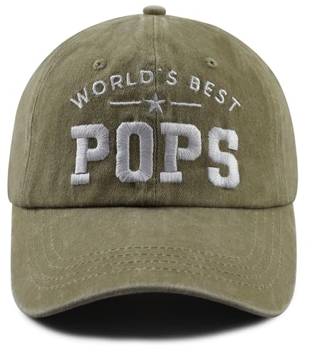 mukroiw Pops Gifts for Men, Funny Pop Pop Decor Baseball Cap, World's Best Pops Daddy Hat, Christmas Retired Fathers Day Birthday Gifts for Dad Papa Grandpa
